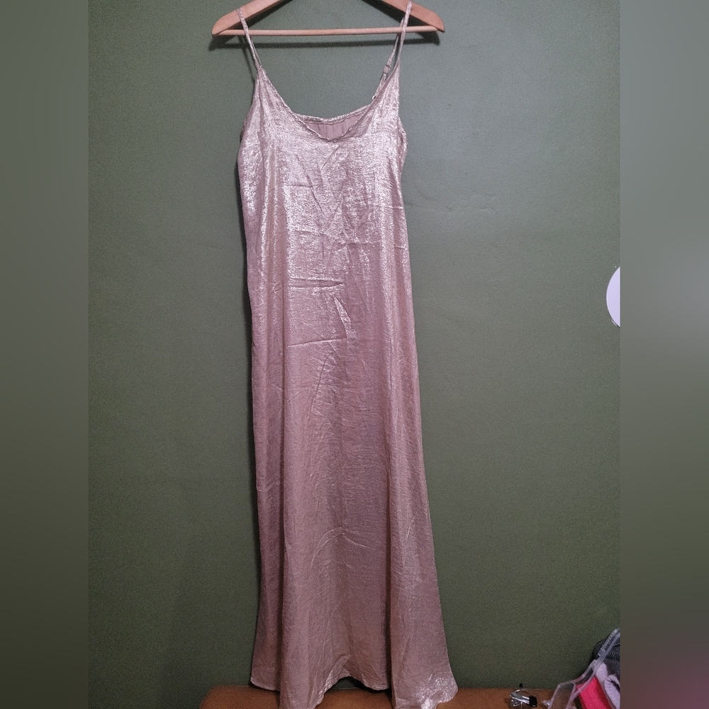SHEIN Metallic Gold Maxi Slip Dress - Size M (US 6)